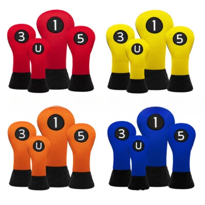 Mesh PU Patchwork Wood Head Protector Simple Universal Golf Club Head Covers - Image 1 of 3