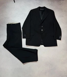 Traje de cena genuino antiguo años 40/50 lana negro rayas 2 piezas Hans Suess HS - Imagen 1 de 21