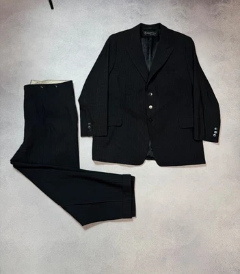 Genuine Antique 1940s/50s Wool Black Striped 2 Piece Dinner Suit Hans Suess HS - Image 1 of 4