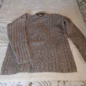 VTG Mens Structure  100% Cotton Chunky Fisherman Cableknit Sweater Tweed XL  USA - Picture 1 of 17