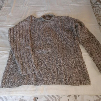 VTG Mens Structure  100% Cotton Chunky Fisherman Cableknit Sweater Tweed XL  USA - Image 1 of 4
