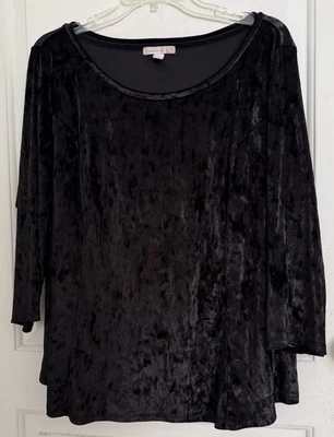 Camisa de terciopelo aplastado vintage para mujer 1X negra terciopelo aplastado gótico oscuro romántico Foto 1 de 4