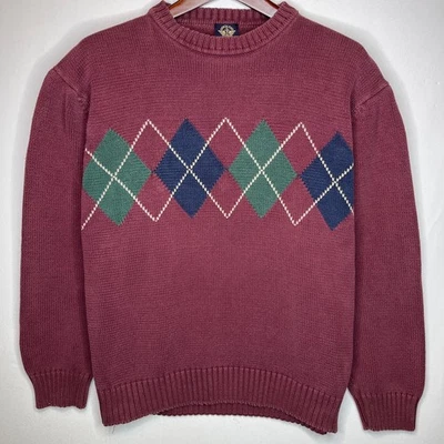 Suéter Dockers Para Hombre XL Granate Argyle Cuello Redondo Algodón De Colección Preppy Foto 1 de 4