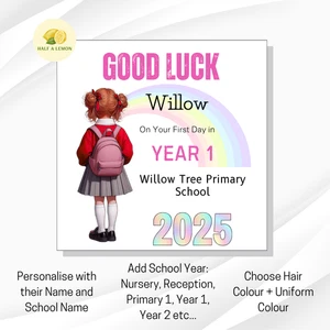 BACK TO SCHOOL CARD FOR GIRL PRIMARY + JUNIOR - GOOD LUCK ON YOUR FIRST DAY CARD - Picture 1 of 20