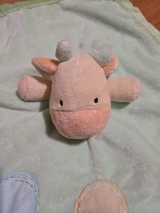 Carters Cow Lovey Green I Love Mommy Just One Year Security Green Plush Satin - Picture 1 of 7