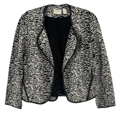 Chaqueta CHICOS Mujer 0 Pequeña Negra Blanca Jacquard Cremallera Imitación Cuero Borde Forrada Foto 1 de 4