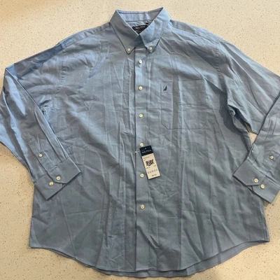 Nautica Mens Dress Shirt 18 34-35 Blue Button Up Long Sleeve Pocket Cotton NEW - Image 1 of 4