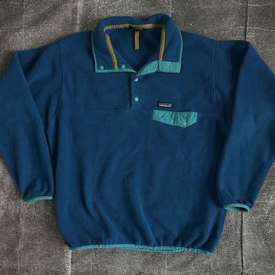 Men's Patagonia Synchilla Snap T Bandana Epic Blue Pullover Light Jacket Sz L - Image 1 of 4