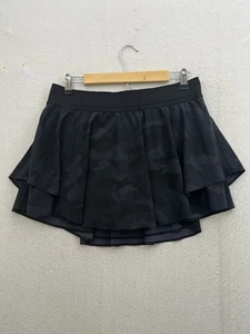 Lululemon Skort Damen 12 Reg schwarz Camouflage strukturiert gefüttert Stufen bedruckt sportlich - Bild 1 von 8