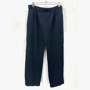 ST JOHN Santana Knit Pants Womens 12 Black Classic Quiet Luxury Old Money Preppy - Picture 1 of 12