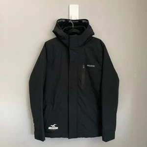 Hollister Mens Coat Large Black Faux Fur Lined Hooded Warm Winter Parka - Picture 1 of 8