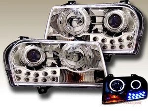 05-09 Chrysler 300 Projector Headlights Chrome Clear CCFL 2 Halo LED - Foto 1 di 1