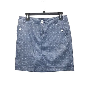Tommy Hilfiger Skirt Polka Dot Classic Chambray Women Size 4 Mini Blue Pockets - Picture 1 of 7