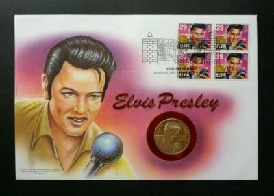 [SJ] USA Elvis Presley 1993 Singer Artist Famous Idol Rock Music FDC (coin cover - Image 1 of 4