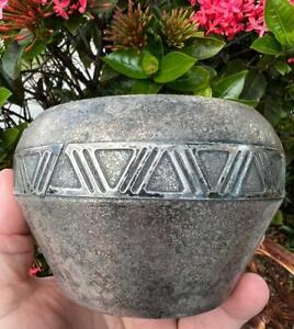 Old Antique Bronze Sterling Silver Crest Vase Bowl Mission Arts & and Crafts Era