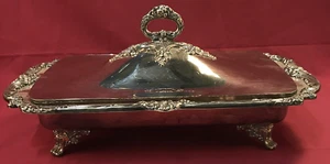 KING FRANCIS Silverplated 3-PC FOOTED COVERED CASSEROLE Reed & Barton w/ Pyrex - Picture 1 of 12