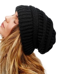 Womens Satin Lined Winter Hats Cable Knit Beanie for Men Silk Lining Thick Ch... - Picture 1 of 6