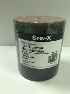 100 PRODISC SPIN-X CD CD-R RED THERMAL HUB PRINT, DIAMOND BOTTOM 80R48D-RTH100B - Picture 1 of 4