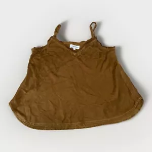 NWOT Bella Dahl Frayed Edge V-Neck Camisole Top Brown Women's S ~ Cupro Blend - Picture 1 of 8