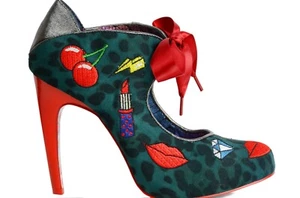 Irregular Choice Shoes Heels Pop Kiss Art Lace Closure US 8, 10 Teal Green - Picture 1 of 11