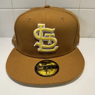 NEW New Era 7 3/4 St. Louis Cardinals Brown Soft Yellow 1964 WS 59Fifty Hat Cap - Image 1 of 4