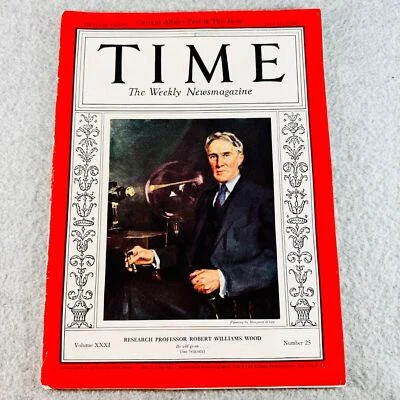 Time Magazine June 20 1938 Robert Williams Wood Research Professor - Image 1 of 4