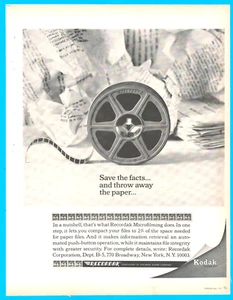 Kodak Film reel recordak microfilm automated vintage print ad 1965 - Picture 1 of 4