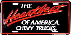 CHEVROLET THE HEARTBEAT OF AMERICA CHEVY TRUCKS LICENSE PLATE METAL EMBOSSED  - Picture 1 of 2