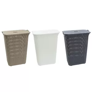 75L Laundry Hamper Storage Linen Clothes Washing Basket Lid Plastic Rattan Style - Picture 1 of 4