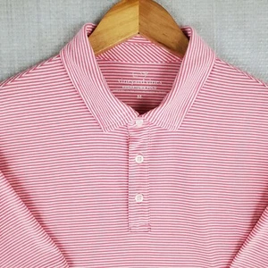 VINEYARD VINES Size Medium Mens Pink/White Edgartown Performance Polo Shirt Golf - Picture 1 of 12