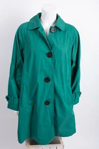 Dennis Basso Women's Rain Coat Jacket Small Green Leopard Water Resistant NWT - Picture 1 of 6