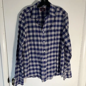Untuckit Anderson Cotton Linen Blend Checked Button Down Shirt Large - Picture 1 of 6
