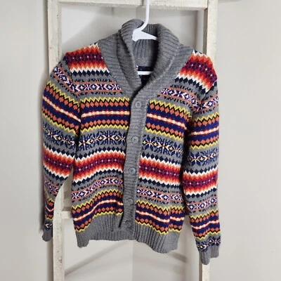 Janie and Jack boys size 5 Fair isle shawl collar cardigan sweater - Image 1 of 4