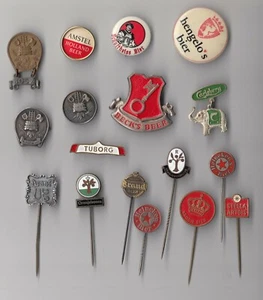 Vintage BEER BIER stick pin badges 1960s Logo Brewery Heineken Amstel Carlsberg - Picture 1 of 65