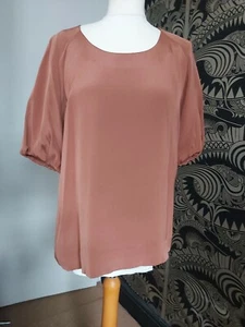 COS gorgeous vintage womens 100% silk and lined top UK12 perfect muted colour - Picture 1 of 9