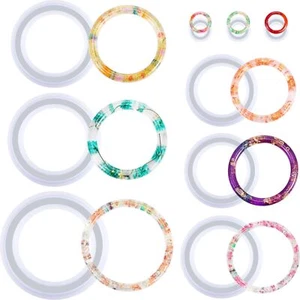 9 Pieces Silicone Bracelet Mold and Ring Resin Casting Mold Set round Epoxy Jewe - Picture 1 of 2