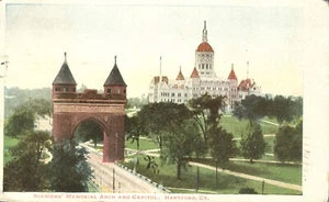 Postal Soldiers Memorial Arch & Capitol Hartford Connecticut 1906 UDB - Imagen 1 de 2