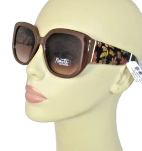 Nanette Lepore Cat Eye Sunglasses Brown Rims Translucent Floral Arms NN452-BNFL - Picture 1 of 9