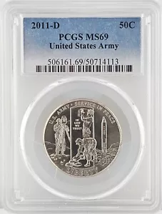 2011-D PCGS MS69 United States Army Modern Commemorative Half Dollar with COA - Picture 1 of 3