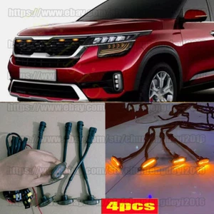 4pcs Black Front Grille LED Amber Light Raptor Style For Kia Seltos 2020-2024 - Picture 1 of 9