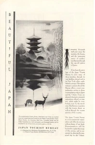 Anuncio impreso vintage década de 1930 Viaje hermoso arte ciervo Oficina de Turismo de Japón - Imagen 1 de 2