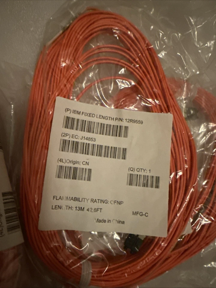 Lot of 12, New IBM 12R9915 25-Meter LC-LC Fiber Optic Channel Cable (BH) - Image 1 of 1