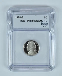 1998-S Jefferson Nickel PR70 DCAM ICG *2173 - Picture 1 of 5