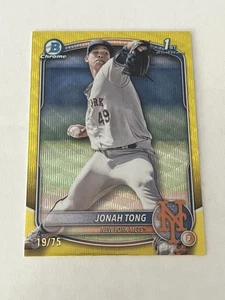 Bowman 2025 cromo Jonah Tong onda amarilla #/75 New York Mets  - Imagen 1 de 2