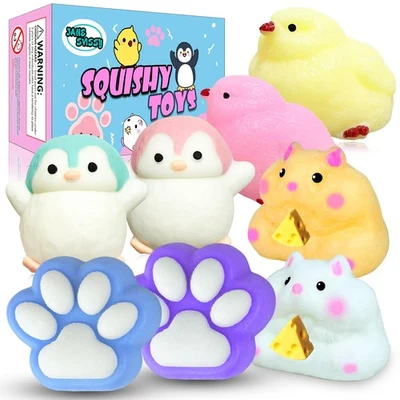 8 Pcs Taba Squishies Pack - Squishy Pack Include (2 Penguins,2 Chick, 2 Cat P... - Image 1 of 4