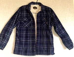 Freedom Foundry Sherpa Lined Soft Corduroy Navy Plaid Shirt Shacket Gorp Med - Picture 1 of 13