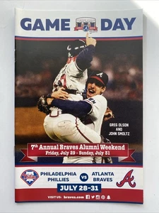 JOHN SMOLTZ OLSON Atlanta Braves Baseball 2016 Gameday Program SGA Turner Field - Picture 1 of 2