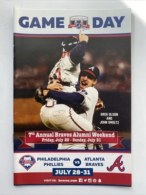 JOHN SMOLTZ OLSON Atlanta Braves Baseball 2016 Gameday Program SGA Turner Field - Image 1 of 2
