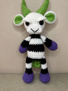 12" Horror gehäkelt grimmig grinsend Ziege Käfersaft Streifen Amigurumi Dekor - Bild 1 von 2