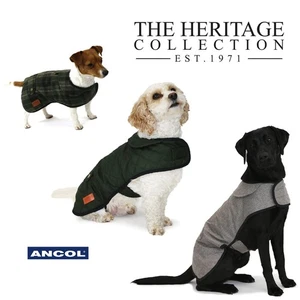 Dog Coat Heritage Ancol Herringbone Green Brown Quilted Check Fleece Puppy - Picture 1 of 14